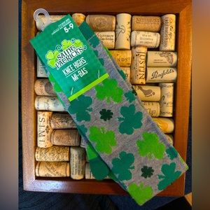 1 pair of St. Patrick Day Clover Socks, Knee High. Size 5-9